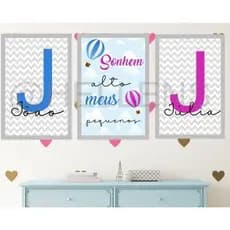 Kit 3 Quadro Decorativos Sala, Quarto, Escritório Cozinha Área de lazer Decoração Plaquinha 20x30 Irmãos Infantil Person