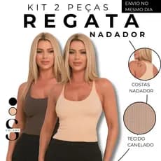 KIT 02 Regata Nadadora Poliamida Premium Feminina Canelada Sem Transparencia Academia Casual Fitness Dia a Dia