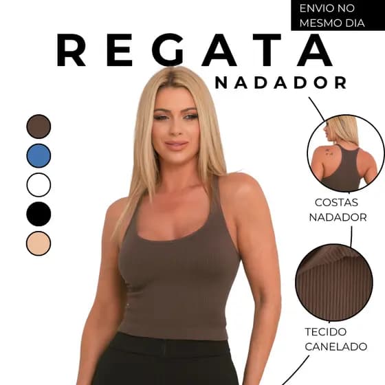 Regata Nadadora Poliamida Premium Feminina Canelada Sem Transparencia Academia Casual Fitness Dia a Dia