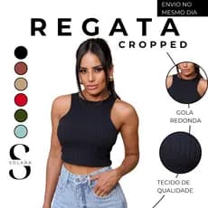 Regata Cropped Blusa Feminino Texturizado Justo Modela Casual Versatil Curto