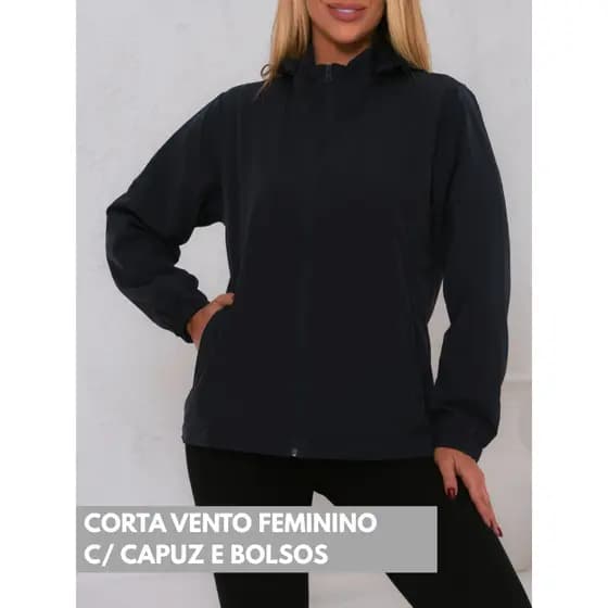 Corta Vento Leve Feminina Impermeavel com Capuz Jaqueta Esportiva Casual Ziper Bolso Frio Chuva Proteção