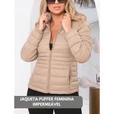 Jaqueta Feminina Inverno Puffer Bobojaco Gominho com Capuz Bolsos com Zíper Leve Acinturada Casual Dia Dia