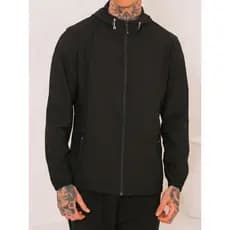 Corta Vento Masculina Poliamida Jaqueta Leve com Capuz Ajustavel Bolso Zíper Casual Fitness Dia a Dia Esportivo