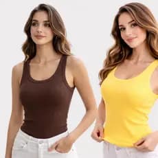 Kit 2 Regatas Femininas Caneladas Ribana Básica Algodão Regata Feminina Verão