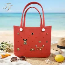 Bolsa de Praia EVA Vazada Tipo Crocs | Bolsa Jelly Impermeável Leve | Sacola para Piscina, Compras e Camping | Suporta D