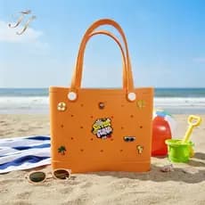 Bolsa EVA Vazada Tipo Crocs Praia Piscina Jelly Impermeável Leve Sacola Compras Camping DIY