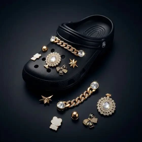 Kit Charms para Sandália Feminino Luxo – Pingentes Dourados com Pérola, Flor e Bailarina – Acessórios para Sandália