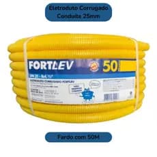 Conduíte Corrugado Eletroduto 3/4x50m Amarelo Fortlev