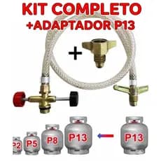 Kit Mangueira De Gás Encanado Registro Técnico Fogão Instalação Pressão Com Adaptador P13 Para P2 Kg Botijão