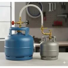 Kit Transferidor De Gás Mangueira Com Adaptador Bujão 13Kg para 2 Kg Registro Técnico