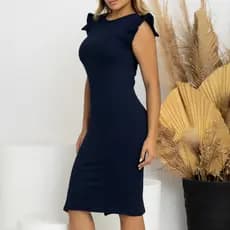Vestido Midi Manga Girassol Com Fenda