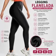 Legging Flanelada Feminina Cintura Alta – Modelo Skinny com Pezinho, Quentinha e Confortável