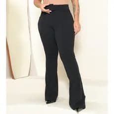 Calça Feminina Skinny Com Cinto Forrado Crepe Cintura Flare