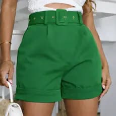 Short Alfaiataria Feminino Cintura Alta com Cinto – Social, Casual, Elegante, Moda Executiva, Look Moderno