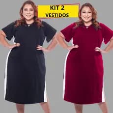 Kit 2 Vestido Feminino Evangélico Algodão Midi Casual Evangelico ] com Fenda e Bolso Confortável