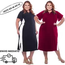 Vestido Midi Plus Size Feminino Algodão Evangélico Confortável Tamanhos 46 a 56 Mais Vendido