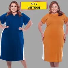 Kit 2 Vestidos Feminino Plus Size Algodão Confortável Mais Vendidos Evangélico Lançamento Casual