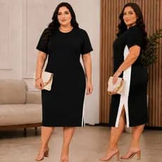 Vestido Midi Feminino Plus Size G1 G2 Algodão Casual Soltinho Confortável Manga Curta Evangelica