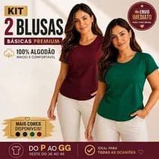 Kit 2 T-Shirts Femininas Algodão Básicas Manga Curta Casual Confortável Premium Evangélica Verão