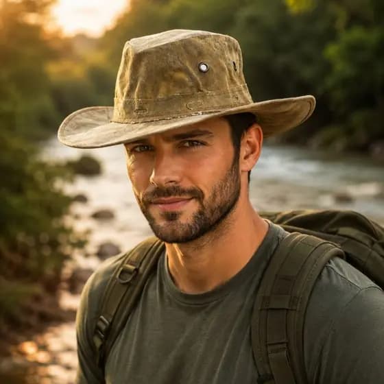 Chapéu Country Lona Caminhoneiro Aventureiro Pantaneiro Caça Aba 8