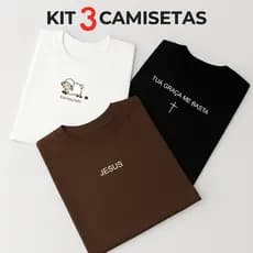 Kit 3 Camisetas Básica Cristã Feminina T-Shirt Premium - Infantil Adulto Plus Size