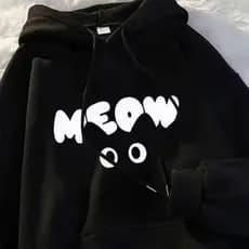 Moletom Feminino Masculino Blusa Com Capuz Estampado Gatinho Gato Miau Meow Cat Lover Flanelado