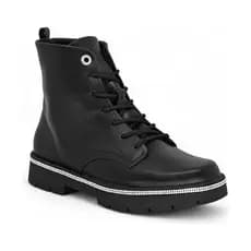 Bota Feminina Vizzano Coturno Cano Médio Salto Baixo Tratorado Napa Preto Tendência Moda