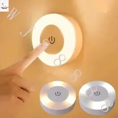 Sem fio Branco Quente Lâmpada de Cabeceira/Toque Sensor LED Night Light Ajustável/Smart Luminária de Parede/Mini Rodada