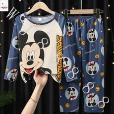 2-14 Pijamas Infantis, Meninos Meninas Primavera Outono Mickey Design de manga comprida para casa