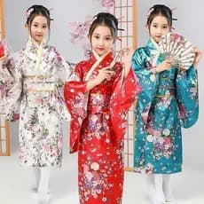 Vestido De Menina Quimono Japonês E Clipe De Cabelo sakura Tradicional Porque O performance