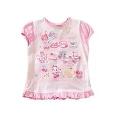 Menina Japonesa Bonito Impresso Curto Camiseta Feminina Verão Colorido Manga Curta Topo Meninas Rosa Kawaii Pulovers Jov