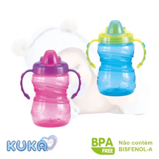 Caneca Treinamento Antivazamento Com Alça 300ml Kuka- Coleção Fun