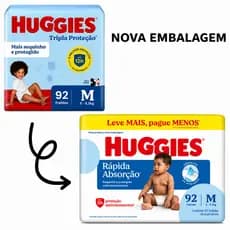 Fralda Huggies Tripla Proteção Hiper - Tamanho M - Com 92 Unidades
