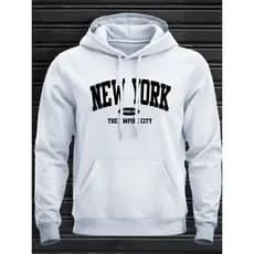 Blusa De Frio New York City Moletom Canguru Masculino Agasalho Quente Casaco Inverno Moleton Algodão