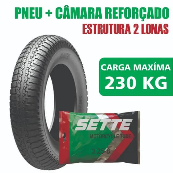 Pneu 2 Lonas+Câmera De Ar Sette Para Carrinho De Mão