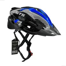Capacete Gts mtb bike ciclismo Azul com sinalizador led luz