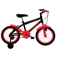 Bicicleta aro 16 foxxer std aço raiada preto e vermelho Homem Aranha