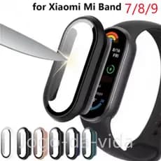 Capa Bumper 2 em 1 de vidro Protetor de tela compativel para Xiaomi MI Band 10 9 8 7 NFC