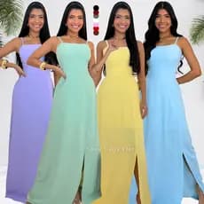 Vestido Longo Elegante Feminino Madrinha Noiva Dunas Não Amassa Lastex Casual Festa Casamento