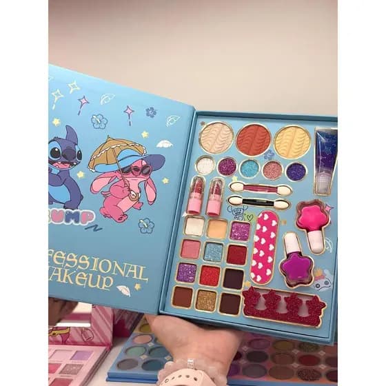 Paleta de Maquiagem Infantil Completa Stitch 29 em 1  42 em 1 Produtos de Maquiagem Hello Kitty Inside Out