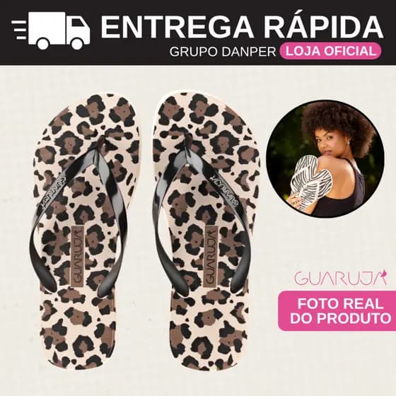 GUARUJÁ Chinelo de Dedo Feminino Animal Print Praia Casual Qualidade Oncinha Zebra