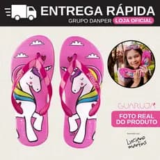 GUARUJÁ Chinelo de Dedo Infantil Fábulas Unicórnio Kids Chinelo de Menina