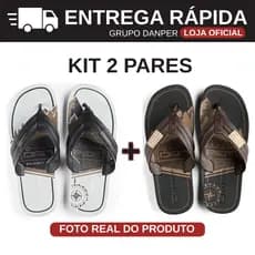 KIT Dois Pares de Chinelo de Dedo Masculino Danper Coimbra Adulto Original Confortável Nota Fiscal