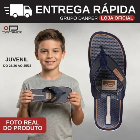 DANPER Chinelo de Dedo para Menino Infantil Juvenil Adolescente Rapazinho Jovem Moscou Original