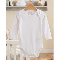 Kit 3 Bodys Manga Longa Bebê Branco – 100% Algodão Suedine Premium - M - 5 à 7 meses
