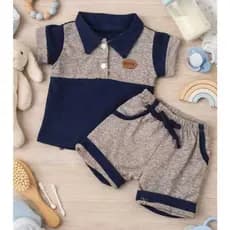 Conjunto Bebê Mauricinho Menino Camisa Polo + Short Social Bebê Luxo