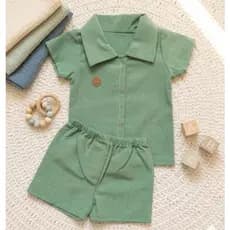 Conjunto Infantil Menino Camisa e Short Mauricinho Look Blogueirinho em Algodão Minimalista