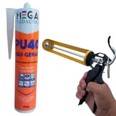 kit 2 Pu40 Cola Pu com Aplicador para Calhas, Rufos, Placas 3D Mega Vedações Selante
