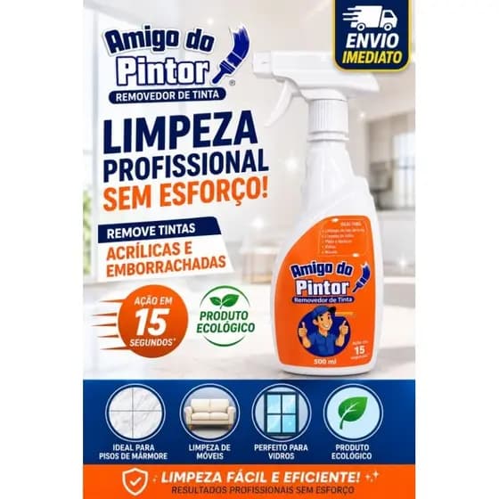 Removedor de Tinta Acrílica Piso Porcelanato Móveis Vidros Tira Tinta 500ML - Amigo do Pintor