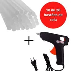 Pistola De Cola Quente Bivolt 20w + 10, 20 ou 30 Bastões De Cola Revolver (110v e 220v) Profissional